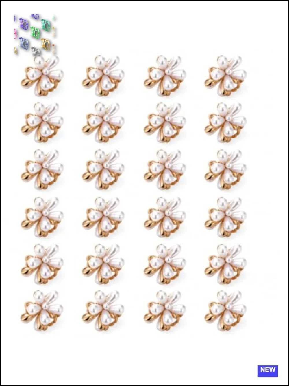 24 Gold Mini Flower Hair Claws - Pearl Decorative Hair Clips Set